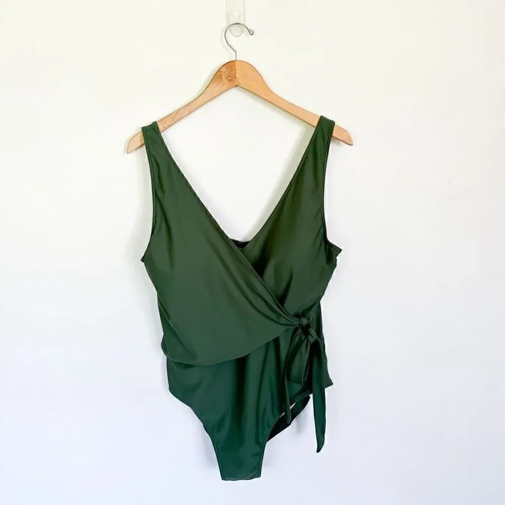 Summersalt Women’s Olive Green The Perfect Wrap One Piece Swimsuit